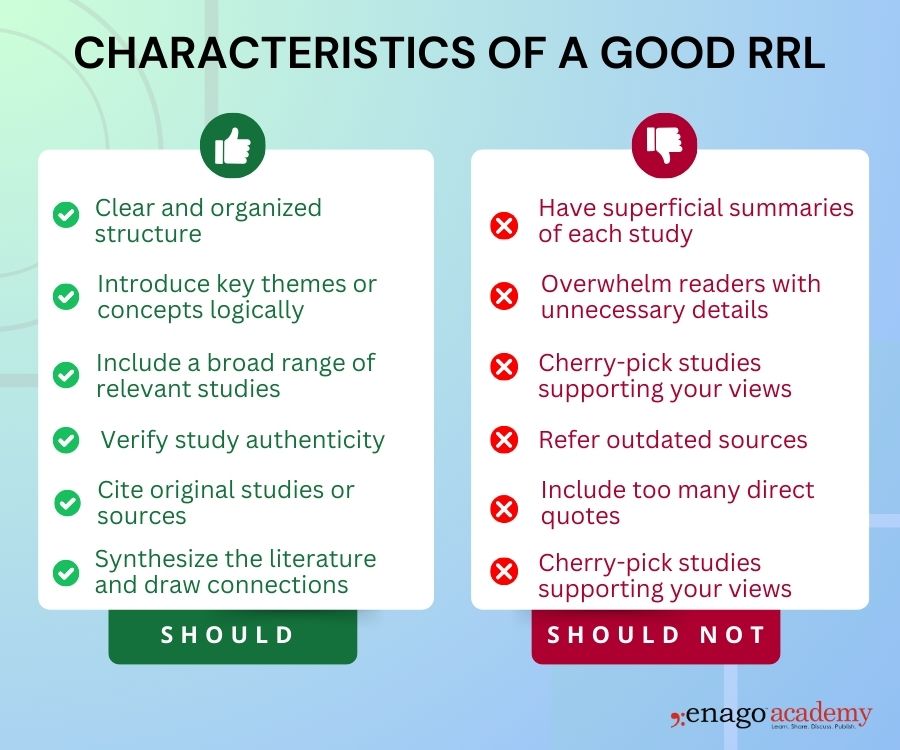 Characteristics of a good RRL